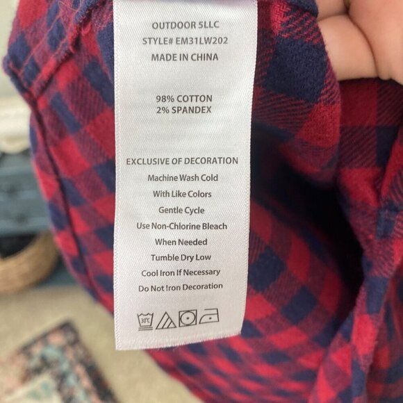 Eddie Bauer Red Blue Plaid Flannel Button Down Shirt EM31LW202 Mens size Large - Picture 3 of 5